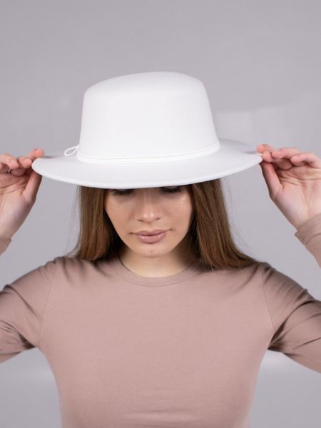 Капелюх фетровий канотьє D.Hats колір білий 2869628058 фото