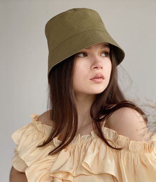 Женская летняя панама хлопковая с опущенными полями D.Hats хаки 1194003631 фото