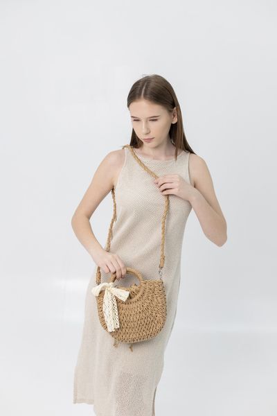 Сумка плетена з рафію з бантом D.Hats Коричневий 3143145531 фото