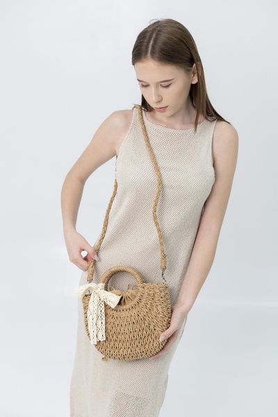 Сумка плетена з рафію з бантом D.Hats Коричневий 3143145531 фото