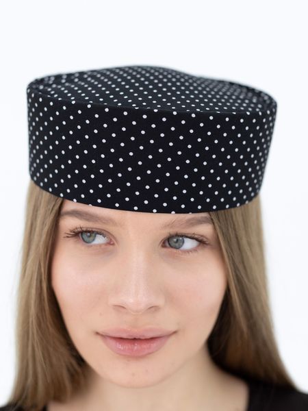 Капелюх таблетка котонова в дрібний горох D.Hats колір чорний 3041920251 фото