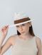 Плетений капелюх федора з коричневою стрічкою D.Hats білий 3109497921 фото 3