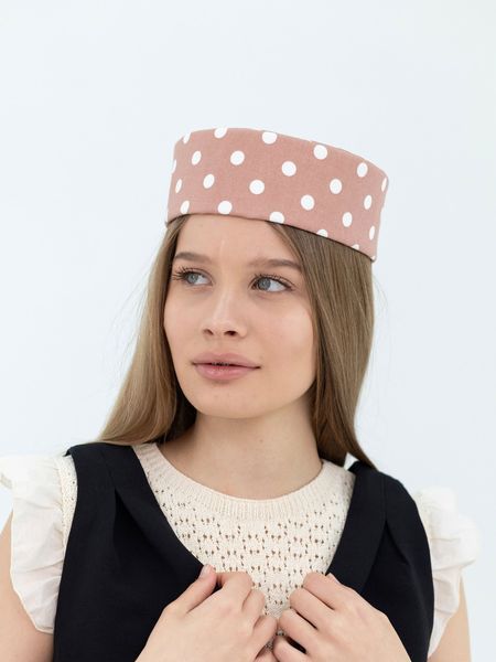 Шляпа таблетка коттоновая в горох D.Hats цвет розовый 3041920806 фото