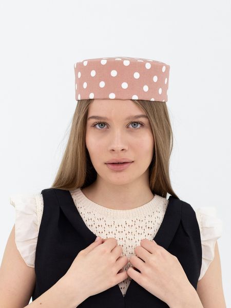 Шляпа таблетка коттоновая в горох D.Hats цвет розовый 3041920806 фото