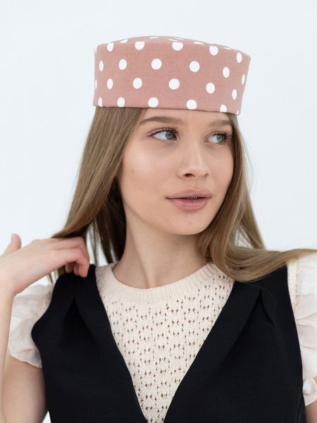 Шляпа таблетка коттоновая в горох D.Hats цвет розовый 3041920806 фото