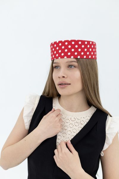 Капелюх таблетка котонова в горох D.Hats колір червоний 3041921517 фото