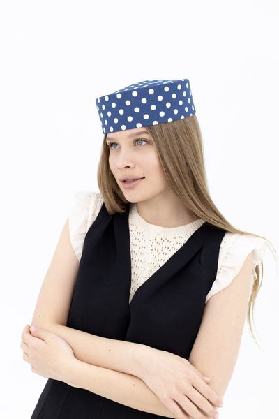 Капелюх таблетка котонова в горох D.Hats колір синій 3041921777 фото