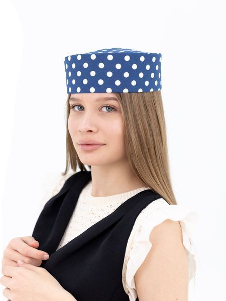 Капелюх таблетка котонова в горох D.Hats колір синій 3041921777 фото
