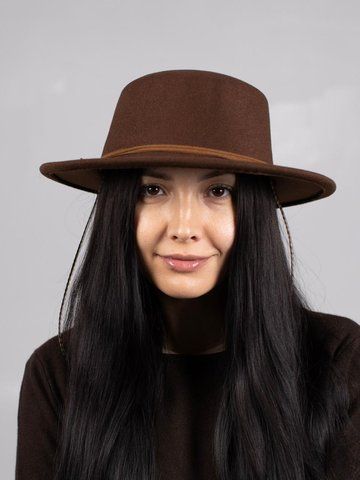 Капелюх жіночий канотьє D.Hats колір коричневий 2524727013 фото