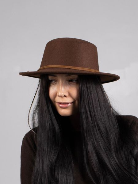 Капелюх жіночий канотьє D.Hats колір коричневий 2524727013 фото