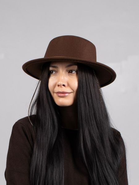 Капелюх жіночий канотьє D.Hats колір коричневий 2524727013 фото