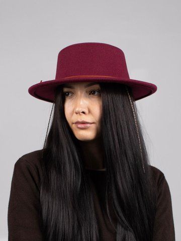 Капелюх жіночий канотьє D.Hats колір бордовий 2524780982 фото