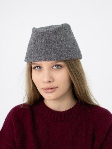 Пилотка из шерсти D.Hats серого цвета 2800833149 фото
