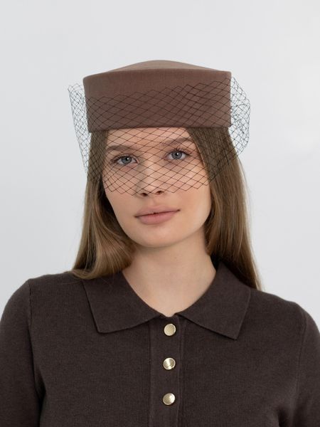 Шляпа таблетка коттоновая D.Hats цвет коричневый 2984338047 фото