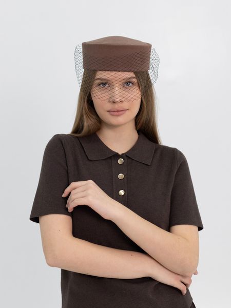 Шляпа таблетка коттоновая D.Hats цвет коричневый 2984338047 фото