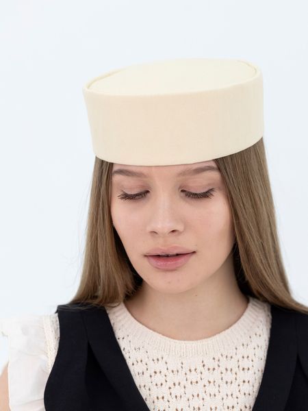 Капелюх таблетка з бантиком котонова D.Hats світло бежевий 3041924995 фото