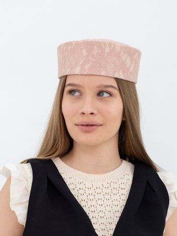 Капелюх таблетка з мереживом D.Hats Рожевий 3041925688 фото