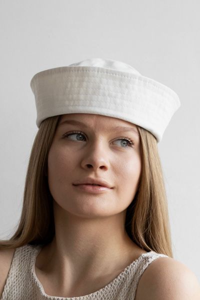 Панама матроса с разрезом летняя D.Hats из натурального хлопка молочная 2251481077 фото