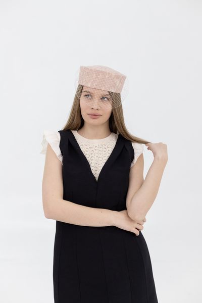 Капелюх таблетка з мереживом з вуаллю D.Hats Рожевий 3041926072 фото