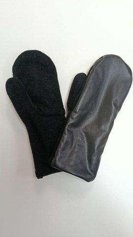 Теплые женские варежки комбинированные D.Hats черного цвета 3193518365 фото