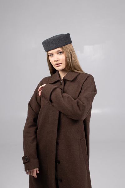 Шляпа таблетка кашемировая D.Hats тёмно серого цвета 2863052812 фото