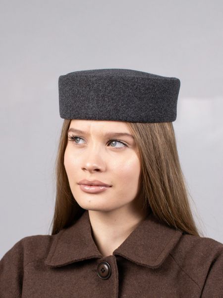 Шляпа таблетка кашемировая D.Hats тёмно серого цвета 2863052812 фото