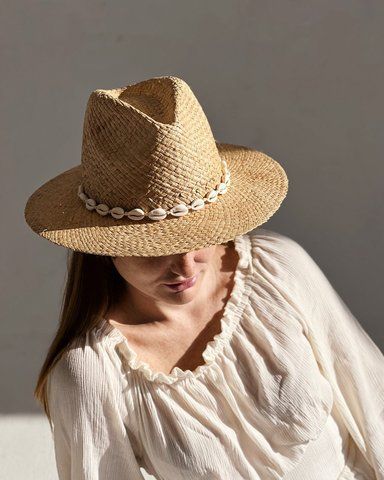 Капелюх жіночий з натуральної соломки з мушлями D.Hats 1809359810 фото