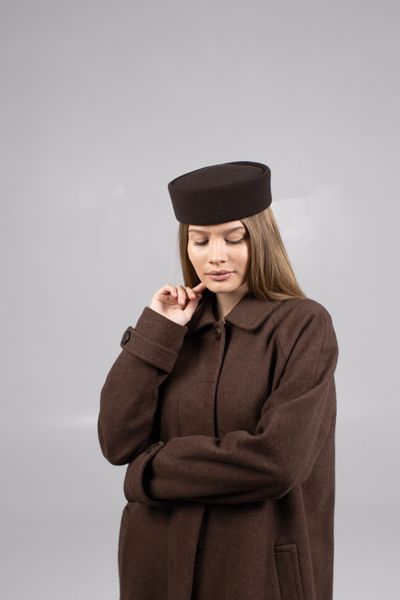 Шляпа таблетка кашемировая D.Hats коричневого цвета 2863054127 фото