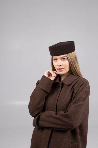 Шляпа таблетка кашемировая D.Hats коричневого цвета 2863054127 фото