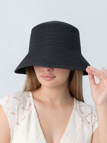 Капелюх панама літній з рафії D.Hats колір чорний 3114179035 фото