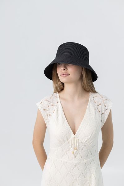 Капелюх панама літній з рафії D.Hats колір чорний 3114179035 фото