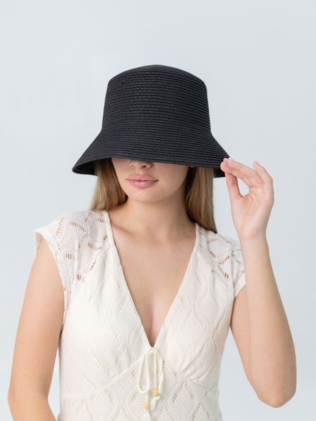 Капелюх панама літній з рафії D.Hats колір чорний 3114179035 фото