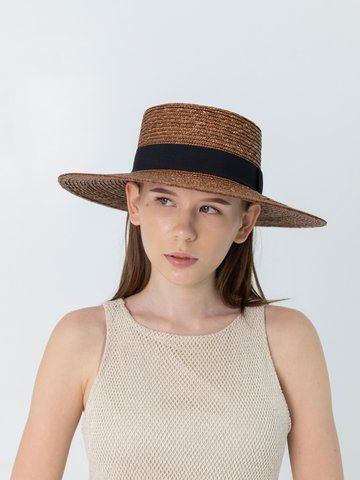 Солом'яний капелюх Канотьє з полями 10 см D.Hats коричневого кольору 3118249324 фото